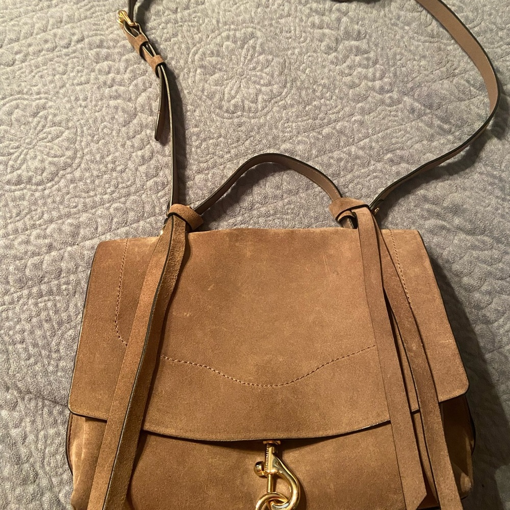 Rebecca Minkoff dark tan  Suede Women's Bag top handle with crossbody